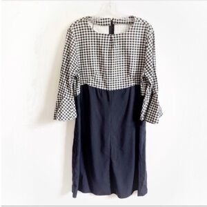 Vintage dress black white gingham handmade bell sleeves